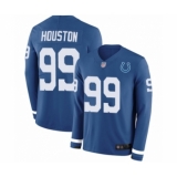 Youth Indianapolis Colts #99 Justin Houston Limited Blue Therma Long Sleeve Football Jersey