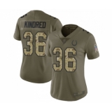 Women's Indianapolis Colts #36 Derrick Kindred Limited Olive Camo 2017 Salute to Service Football Jersey