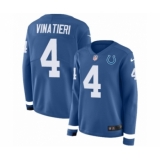 Women's Nike Indianapolis Colts #4 Adam Vinatieri Limited Blue Therma Long Sleeve NFL Jersey