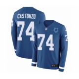 Youth Nike Indianapolis Colts #74 Anthony Castonzo Limited Blue Therma Long Sleeve NFL Jersey