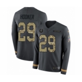 Men's Nike Indianapolis Colts #29 Malik Hooker Limited Black Salute to Service Therma Long Sleeve NFL Jersey