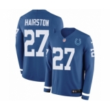 Men's Nike Indianapolis Colts #27 Nate Hairston Limited Blue Therma Long Sleeve NFL Jersey