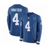 Men's Nike Indianapolis Colts #4 Adam Vinatieri Limited Blue Therma Long Sleeve NFL Jersey