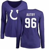 NFL Women's Nike Indianapolis Colts #96 Denico Autry Royal Blue Name & Number Logo Long Sleeve T-Shirt