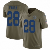 Youth Nike Indianapolis Colts #28 Marshall Faulk Limited Olive 2017 Salute to Service NFL Jersey