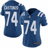 Women's Nike Indianapolis Colts #74 Anthony Castonzo Elite Royal Blue Team Color NFL Jersey