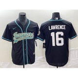 Men's Nike Jacksonville Jaguars #16 Trevor Lawrence Black Cool Base Stitched Baseball Jersey