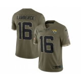 Men's Jacksonville Jaguars #16 Trevor Lawrence Olive 2022 Salute To Service Limited Stitched Jersey