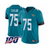 Men's Jacksonville Jaguars #75 Jawaan Taylor Teal Green Alternate Vapor Untouchable Limited Player 100th Season Football Jersey