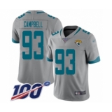 Youth Jacksonville Jaguars #93 Calais Campbell Silver Inverted Legend Limited 100th Season Football Jersey