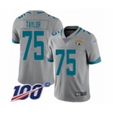 Youth Jacksonville Jaguars #75 Jawaan Taylor Silver Inverted Legend Limited 100th Season Football Jersey