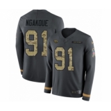 Youth Nike Jacksonville Jaguars #91 Yannick Ngakoue Limited Black Salute to Service Therma Long Sleeve NFL Jersey