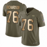 Men's Nike Jacksonville Jaguars #76 Will Richardson Limited Olive/Gold 2017 Salute to Service NFL Jersey