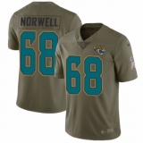 Men's Nike Jacksonville Jaguars #68 Andrew Norwell Limited Olive 2017 Salute to Service NFL Jersey