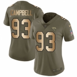 Women's Nike Jacksonville Jaguars #93 Calais Campbell Limited Olive/Gold 2017 Salute to Service NFL Jersey