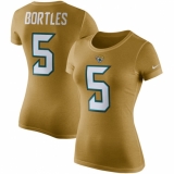 NFL Women's Nike Jacksonville Jaguars #5 Blake Bortles Gold Rush Pride Name & Number T-Shirt