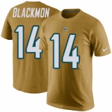 NFL Men's Nike Jacksonville Jaguars #14 Justin Blackmon Gold Rush Pride Name & Number T-Shirt