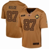 Youth Kansas City Chiefs #87 Travis Kelce Nike Brown 2023 Salute To Service Limited Jersey