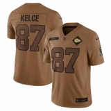 Men's Kansas City Chiefs #87 Travis Kelce Nike Brown 2023 Salute To Service Limited Jersey