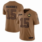 Men's Kansas City Chiefs #15 Patrick Mahomes Nike Brown 2023 Salute To Service Limited Jersey