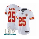 Women's Kansas City Chiefs #25 LeSean McCoy White Vapor Untouchable Limited Player Super Bowl LIV Bound Football Jersey