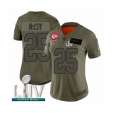 Women's Kansas City Chiefs #25 LeSean McCoy Limited Olive 2019 Salute to Service Super Bowl LIV Bound Football Jersey