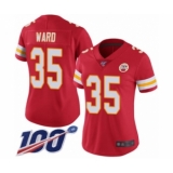 Women's Kansas City Chiefs #35 Charvarius Ward Red Team Color Vapor Untouchable Limited Player 100th Season Football Jersey