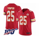 Men's Kansas City Chiefs #25 Darwin Thompson Red Team Color Vapor Untouchable Limited Player 100th Season Football Jersey