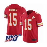 Youth Nike Kansas City Chiefs #15 Patrick Mahomes Red Team Color Vapor Untouchable Limited Player 100th Season NFL Jersey