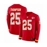 Men's Kansas City Chiefs #25 Darwin Thompson Limited Red Therma Long Sleeve Football Jersey