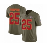 Men's Kansas City Chiefs #25 Darwin Thompson Limited Olive 2017 Salute to Service Football Jersey