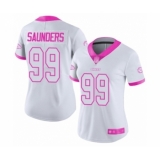 Women's Kansas City Chiefs #99 Khalen Saunders Limited White Pink Rush Fashion Football Jersey