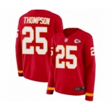 Women's Kansas City Chiefs #25 Darwin Thompson Limited Red Therma Long Sleeve Football Jersey