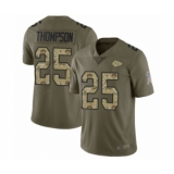 Youth Kansas City Chiefs #25 Darwin Thompson Limited Olive Camo 2017 Salute to Service Football Jersey