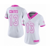 Women's Kansas City Chiefs #13 Sammie Coates Limited White Pink Rush Fashion Football Jersey