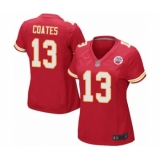 Women's Kansas City Chiefs #13 Sammie Coates Game Red Team Color Football Jersey