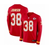 Youth Kansas City Chiefs #38 Dontae Johnson Limited Red Therma Long Sleeve Football Jersey