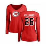 NFL Women's Nike Kansas City Chiefs #26 Damien Williams Red Name & Number Logo Slim Fit Long Sleeve T-Shirt