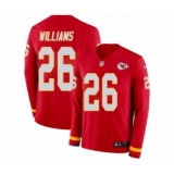 Men's Nike Kansas City Chiefs #26 Damien Williams Limited Red Therma Long Sleeve NFL Jersey