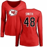 NFL Women's Nike Kansas City Chiefs #48 Terrance Smith Red Name & Number Logo Slim Fit Long Sleeve T-Shir