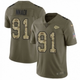 Youth Nike Kansas City Chiefs #91 Derrick Nnadi Limited Olive/Camo 2017 Salute to Service NFL Jersey