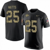 NFL Men's Nike Kansas City Chiefs #25 Armani Watts Black Camo Salute to Service T-Shirt