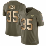 Youth Nike Kansas City Chiefs #35 Charcandrick West Limited Olive/Gold 2017 Salute to Service NFL Jersey