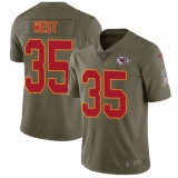 Youth Nike Kansas City Chiefs #35 Charcandrick West Limited Olive 2017 Salute to Service NFL Jersey
