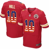 Men's Nike Kansas City Chiefs #10 Tyreek Hill Elite Red Home USA Flag Fashion NFL Jersey