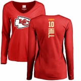 NFL Women's Nike Kansas City Chiefs #10 Tyreek Hill Red Backer Slim Fit Long Sleeve T-Shirt