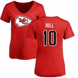 NFL Women's Nike Kansas City Chiefs #10 Tyreek Hill Red Name & Number Logo Slim Fit T-Shirt