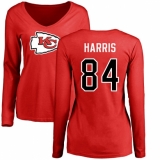 NFL Women's Nike Kansas City Chiefs #84 Demetrius Harris Red Name & Number Logo Slim Fit Long Sleeve T-Shirt