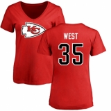 NFL Women's Nike Kansas City Chiefs #35 Charcandrick West Red Name & Number Logo Slim Fit T-Shirt