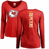NFL Women's Nike Kansas City Chiefs #22 Marcus Peters Red Backer Slim Fit Long Sleeve T-Shirt